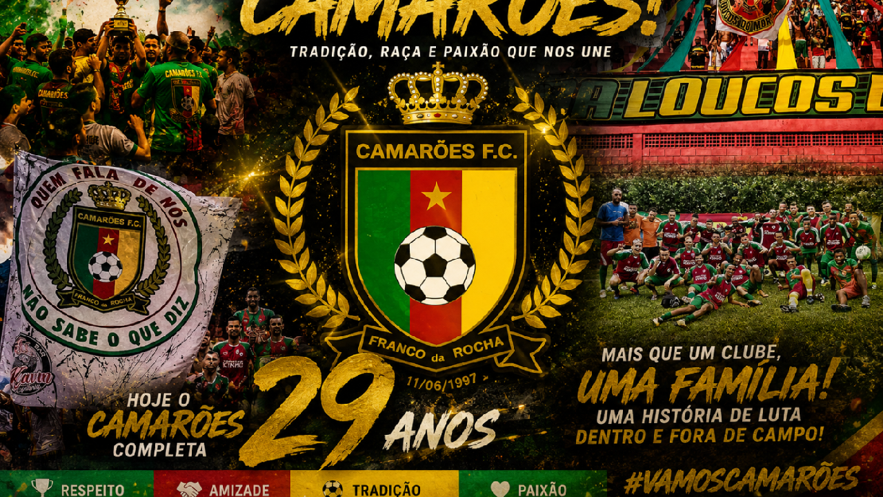 Camarões F.C. completa 29 anos e celebra legado de tradição, rivalidade e paixão na várzea de Franco da Rocha