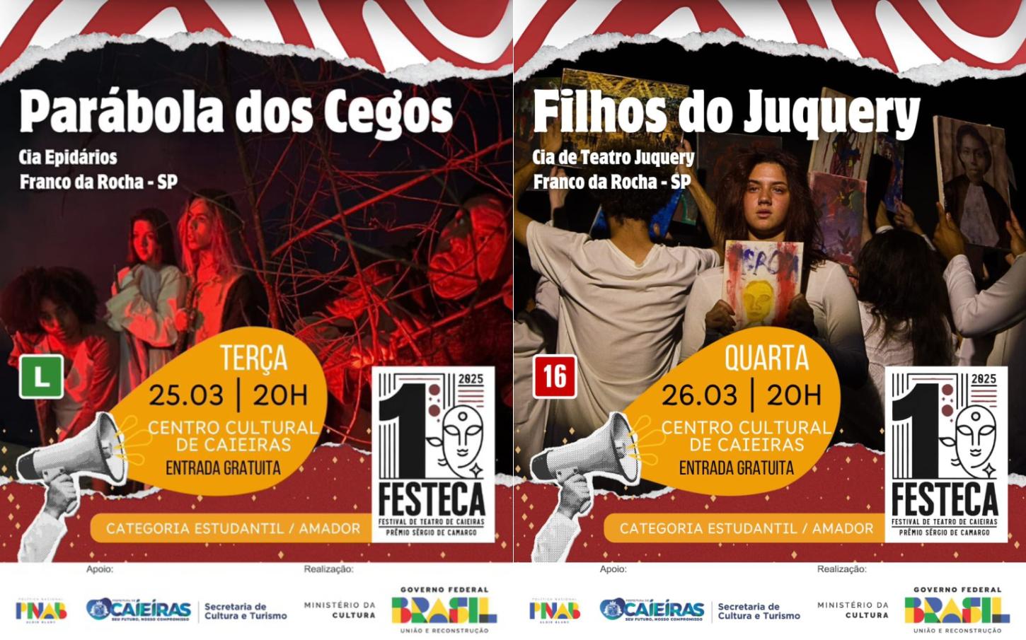 Companhias de teatro franco-rochenses se apresentam hoje e amanhã na primeira edição do FESTECA em Caieiras