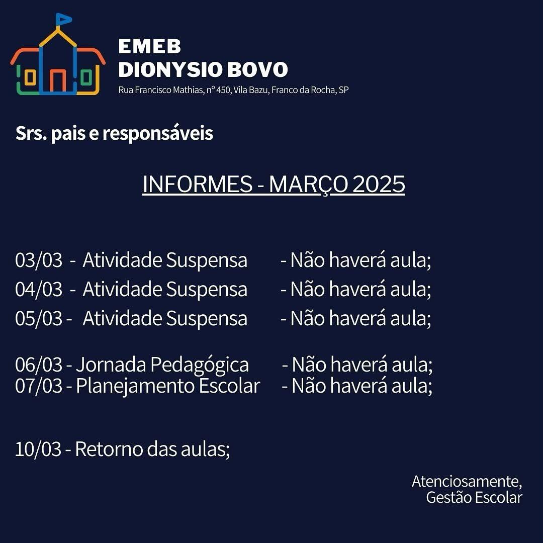 Mensagem da EMEB nas redes sociais