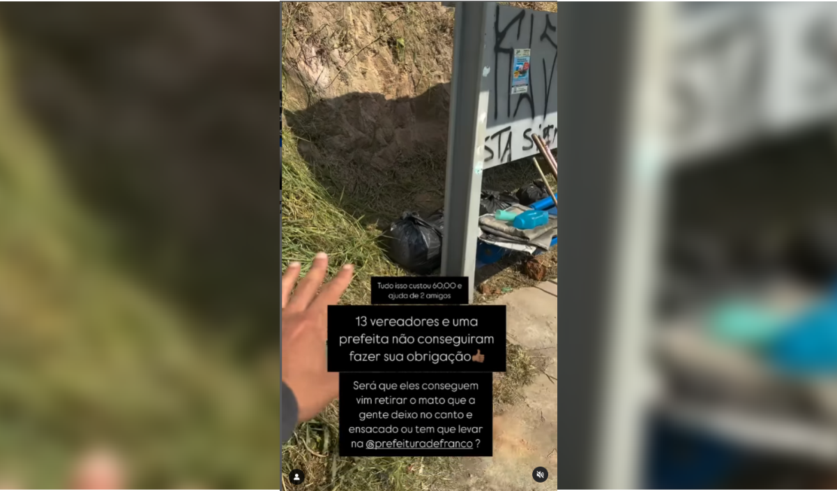 Morador se une a dois amigos e com R$ 60 limpa entorno de ponto de ônibus em Franco da Rocha
