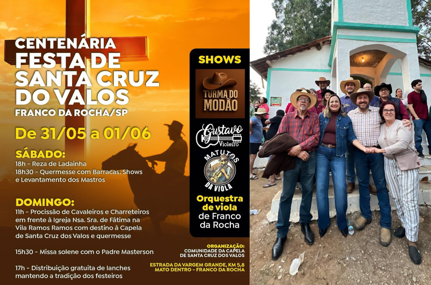 Festa de Santa Cruz dos Valos é realizada em Franco da Rocha com programação religiosa e cultural