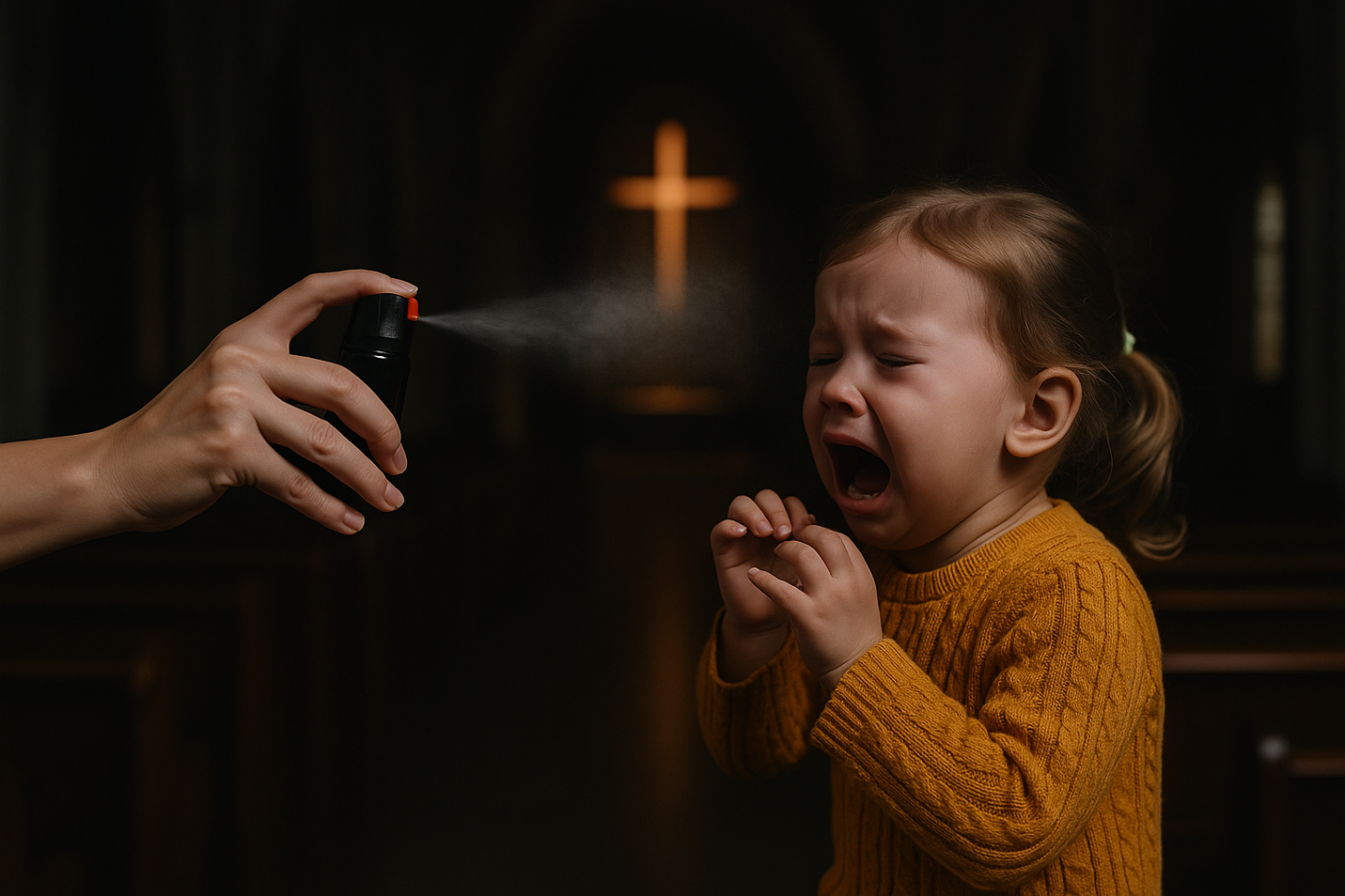 Spray de Pimenta em Criança Dentro da Igreja
