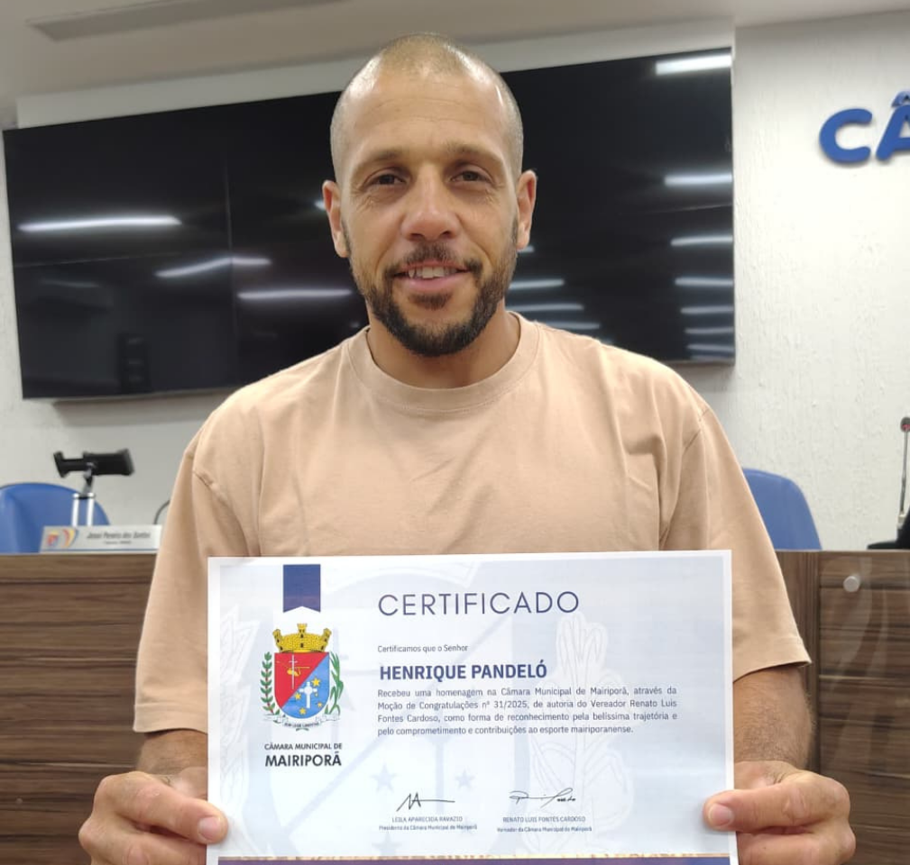 Henrique Pandeló é homenageado por contribuições ao esporte de Mairiporã