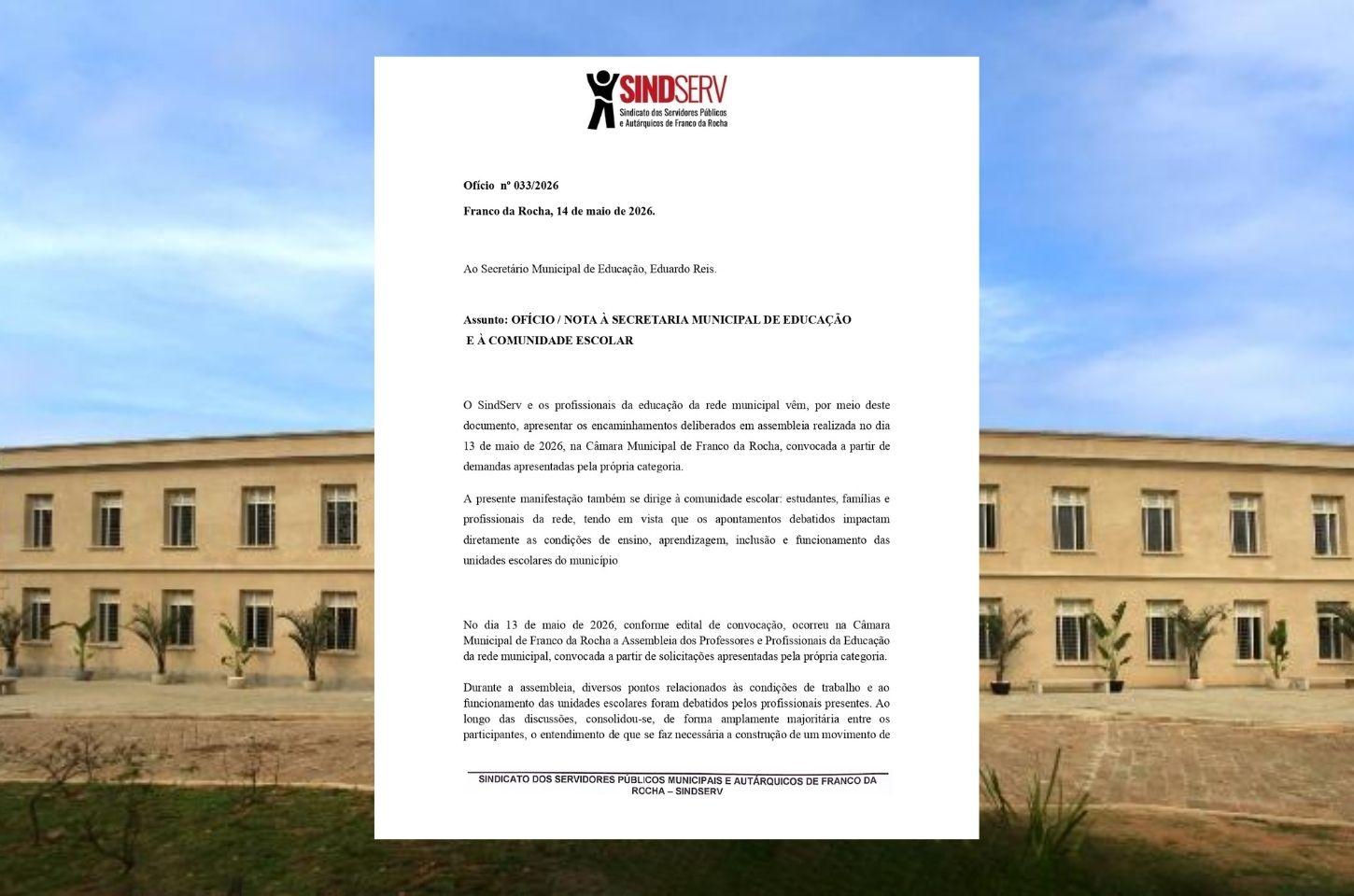 Educação em Franco da Rocha: Profissionais anunciam greve para 20 de maio
