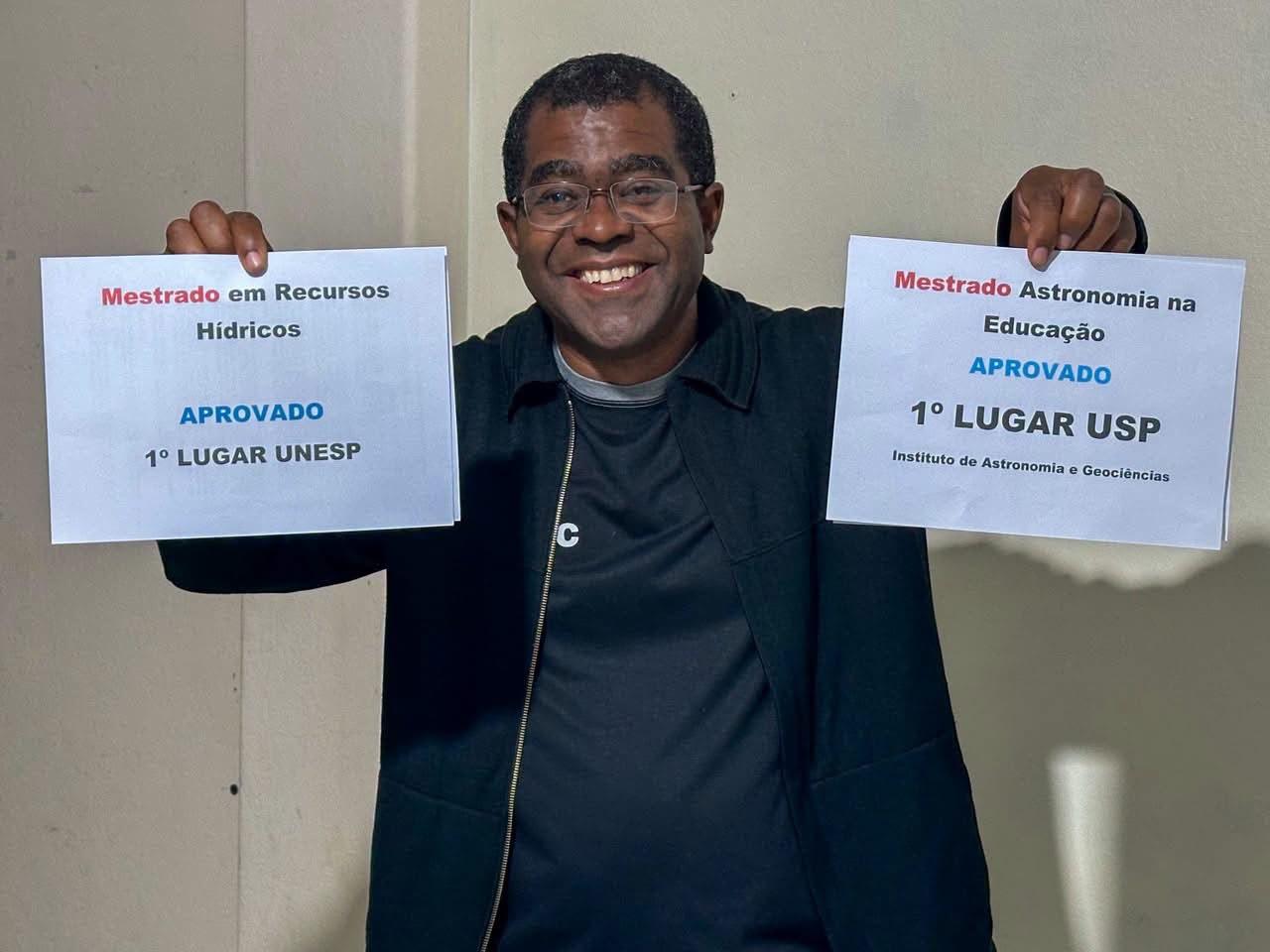 Agnaldo Vidali de Francisco Morato é aprovado em 1º lugar em dois mestrados na UNESP e USP